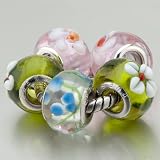 Pugster 5 Green Flower Pink Pandora Beads Bracelets