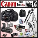 Canon EOS Rebel T3i 18 MP CMOS Digital SLR Full HD Camera with Ultimate Starter Kit - Package includes: EF-S 18-55mm f/3.5-5.6 IS, Professional Travel Backpack, 2 Extra LP-E8 Extended Life High Capacity Battery with Opteka Power Grip, Opteka Professional 1X-2.5X Right Angle Viewfinder, Travel Tripod and Much More