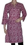 IMAGE OF Cotton Kurta Top Tunic Casual Wear Adorn with Hand Block Print & Sequins Work