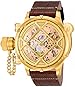 Invicta Russian Diver Men's Mechanical Watch with Gold Dial  Analogue display on Brown Leather Strap 14623