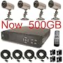 USA Security Store --- CCTV 4 Sharp CCD Day/Night Vision Color Cameras with 4 CH Security Surveillance DVR System Built-in 500GB HDD, Included 4x65FT video cables and Power Supplies KIT