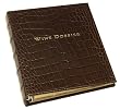 Wine Dossier, Genuine Crocodile Embossed Leather, Tabbed Pages, Brown