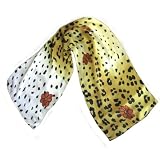 ArtisanStreet's Klimt Leopard Flower Scarf. Hand Painted Satin Chiffon in Lush Colors. One of a Kind. Signed By Artisan.