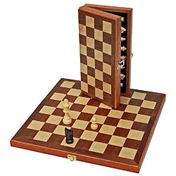 Wood Folding Chess Set with Beveled Edges - 11 1/2" Walnut Board