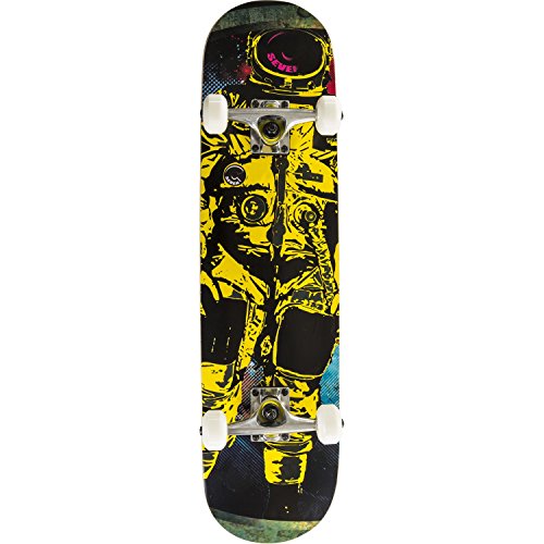 Cal Seven Complete Astronaut Popsicle Double Kicktail Skateboard (Neon Yellow)