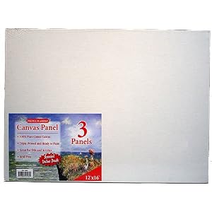 Pre-primed-Canvas-Panels-12x16-Boards-Pack-of-3-Boards