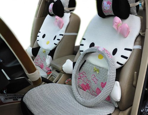 12pcs EMS Shipping 3d Kitty Figure Auto Car Seat Covers Accessories Set (Model: Zj000155)