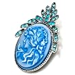 December Birthstone Oval Blue Beauty Cameo Brooches And Pins Vintage