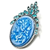 December Birthstone Oval Blue Beauty Cameo Brooches And Pins Vintage