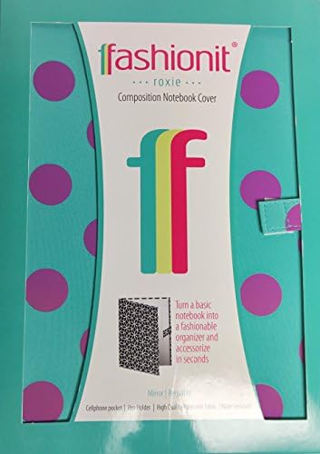 Fashionit Roxie Spiral Composition Notebook Cover, 7 1/2 X 10 Sea Mist Green with Pink/purple Dots, w/ Mirror & Pockets