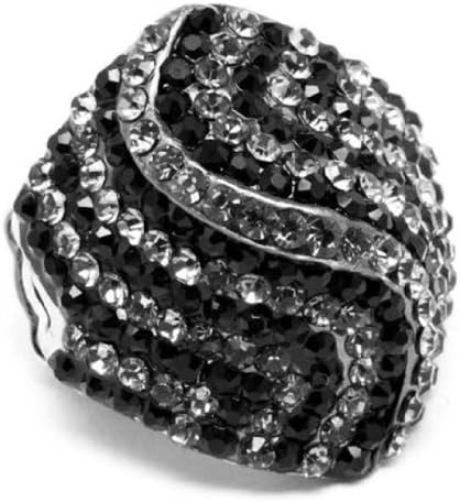 Crystal Stretch Ring Gray Black R5