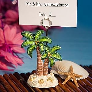 Click to buy Maine Wedding Venues: Ocean Breezes Collection Palm Tree Place Card Holders from Amazon!
