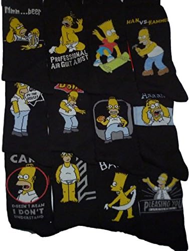 12 Pairs Mens Simpsons Socks,latest Designs