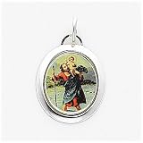 Multi-Color Enameled Saint Christopher Medal Charm, Sterling Silver
