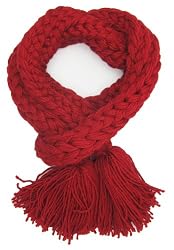 Handmade Acrylic Scarf - Deep Apple Red - Gift Idea for Men (100% Braided By Hand)
