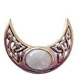 Sterling Silver Celtic Moon Rainbow Moonstone Pendant - Wiccan Pagan Jewelry