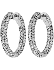 4.60 ct. tw Round Cut Diamond Pave Inside Outside Hoop Earrings - F-G VS2 - 18 Kt. White Gold