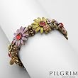 PILGRIM SKANDERBORG, DENMARK Attractive Bracelet With Precious Stones - Genuine Crystals and Glass beads Yellow Base metal and Multicolor Enamel. Total item weight 48.8g Length 7in