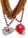 NFL Kansas City Chiefs Team Medallion, Mini-Helmet and Mardi-Gras Bead Set