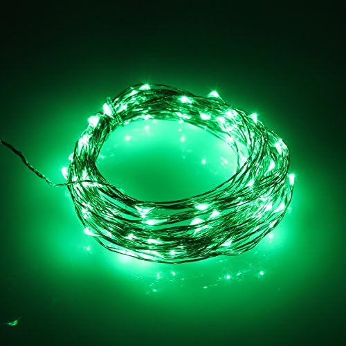 Dreamy Lighting 33Ft Copper LED Strings 100 LEDs Starry LED Lights LED String Light Festival Decorative LED String Lights with 12V Power Adapter (Green)