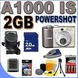 cheap Canon Powershot A1000 IS 10MP 4x Optical Zoom Digital Camera (Brown) A1000IS 2668B001 2GB SD Memory Card - Rechargeable NiMH Batteries Plus Rapid Charger - BigVALUEInc Accessory Saver Bundle + MORE