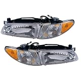 97-03 (98 99 00 01 02) / 1997-2003 (1998 1999 2000 2001 2002) Pontiac Grand Prix Headlight Assemblies (with Side Marker Light) - One Pair (Both Driver and Passenger Sides) - DOT Certified