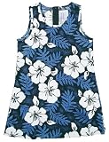 White Hibiscus Fern Girl's Sleeveless Hawaiian Aloha Dress