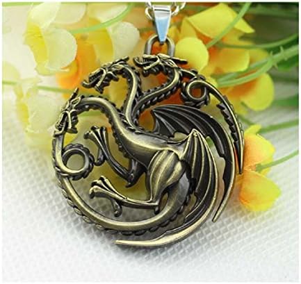 Game Of Thrones Daenerys Targaryen Blood and fire round dragon pendant necklace (Gold)