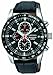 SEIKO Men's SNAE35 Chronograph Black Dial Leather Strap Watch
