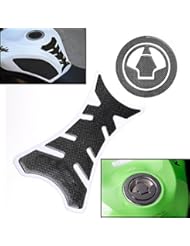 Automotive Parts and Accessories: 3D Carbon Fiber Pattern Tank Protector + Gas Cap Cover Pad for Kawasaki Z750 Ninja ZX-6R ZX-10R ZX-14 ZZR 1400 1000 - Kawasaki Tank Protector Gas Cap Cover Pad