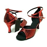 51I8rqdjAML. SL160  Red/pink hexagon No nose Ladies Latin dance shoes