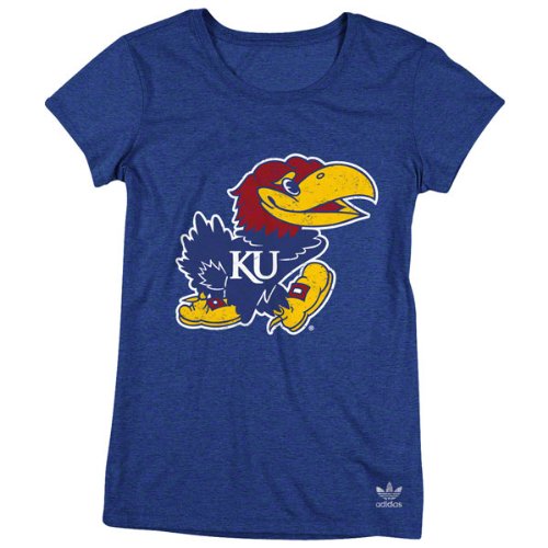 Kansas Jayhawks Women's Royal adidas Heathered Better Logo T-Shirt