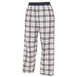 White and Black tartan plaid check flannel cotton pants for lounging, sleep, sports. Unisex relaxed fit, available in 3 Youth sizes, exposed elastic waist