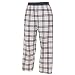 White and Black tartan plaid check flannel cotton pants for lounging, sleep, sports. Unisex relaxed fit, available in 3 Youth sizes, exposed elastic waist