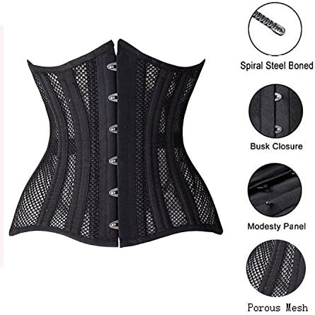 Underbust Corset,Kisstar Women's 26 Steel Boned Corset,Heavy Duty Waist Trainer Cincher Bustier Shaper Body for Weight Loss (M Fit for Waist 28-30Inch, 1519W-Black)