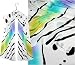 ULRIKE Hand Painted Crepe De Chine Silk Scarf, black on eggshell (natural silk is not pure white), a bold stripe of fresh cool colors of yellow, lime, spring green, turquoise leading into violet and lavender crossing.