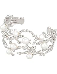 Sterling Silver Cultured Pearl Cuff Bracelet -- LIFETIME WARRANTY