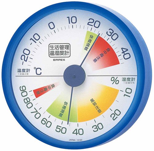 EMPEX (エンペックス) 生活管理温・湿度計 壁掛用 TM-2416 クリアブルー 