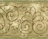 Cream, Sage & Brown Scroll Wallpaper Border