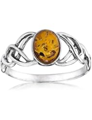Sterling Silver Amber Celtic Love Knots Ring