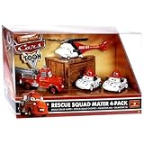 Disney / Pixar CARS TOON 1:55 Die Cast Car Rescue Squad 4-Pack #2 (Firetruck Mater, Rescue Chopper, Dalmations Mia and Tia)