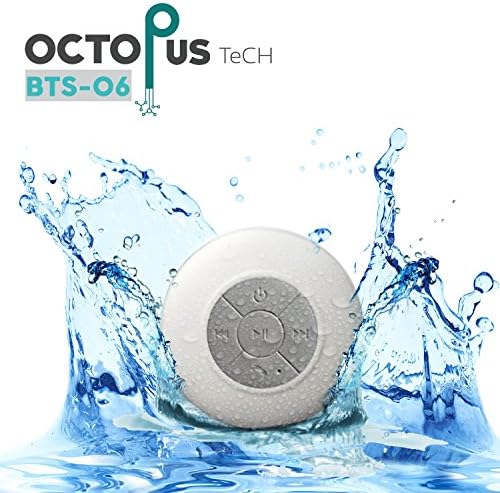Bluetooth Waterproof Speaker with built-in microphone and usb charging cable compatible with iphone galaxy sony ericsson and any smartphone (White)