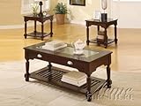 IMAGE OF Beautiful Coffee Table / End Table Set in Espresso w/ Beveled Glass Top ACS106220 106222