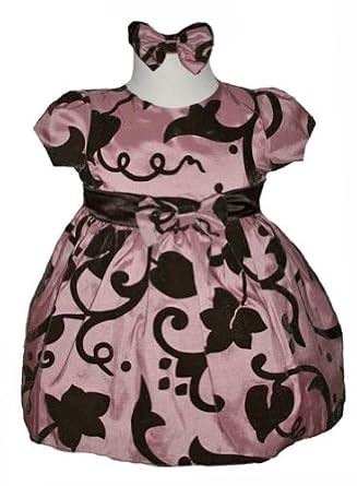 Brown Velvet Flocked Holiday Valentine Dress