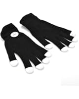 Masione 7 Mode LED Rave Light Finger Lighting Flashing Glow Gloves Black