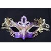 Venetian Purple Mask w/ Gold Metal Laser-cut and Crystals on Eyes