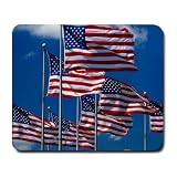 American Flags in the Wind Patriotic Monument USA Large Mousepad