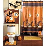 16-pc. Holiday Halloween Cats Witch Bats Complete Bathroom Set with Rug, Fabric Shower... by 