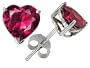 2.00 cttw Heart Shape Created Ruby Earring Studs - 14kt White or Yellow Gold