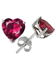 Tommaso Design (tm) Heart Shape 7mm Created Ruby Earring Studs